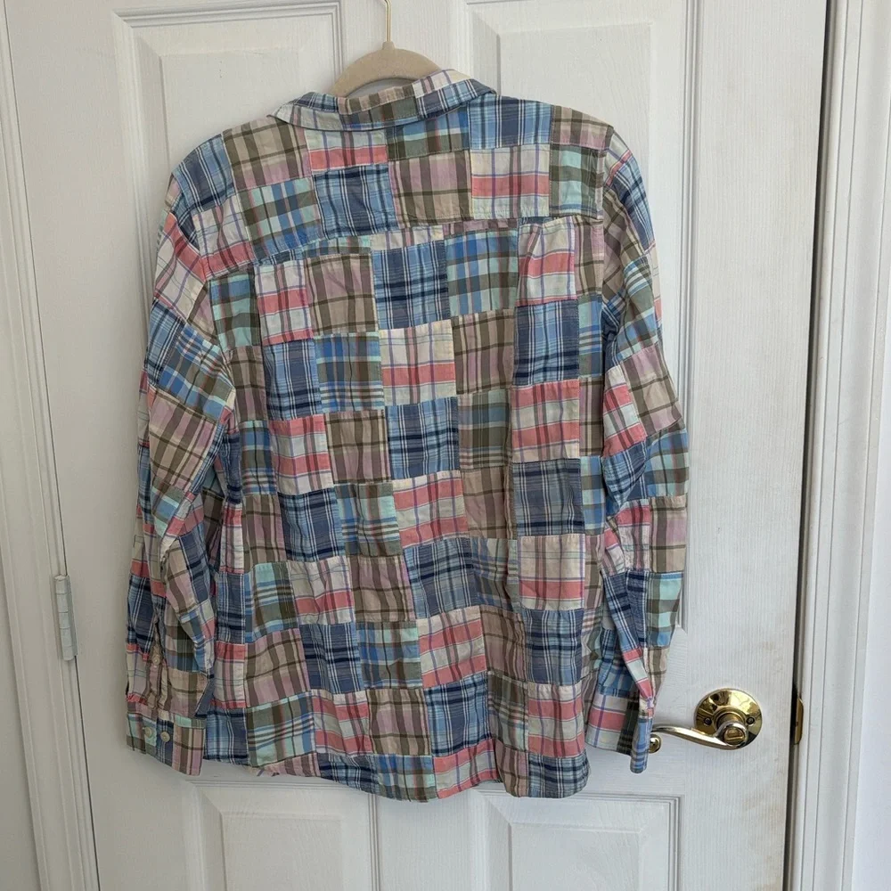 L.L. Bean Madras Plaid Button Down Shirt - Blue, Pink, Green - Picture 8 of 8